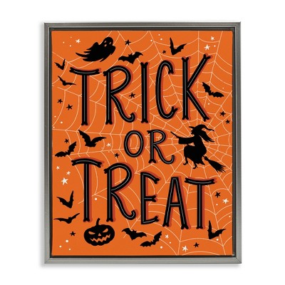 Stupell Industries Trick Or Treat Spider Web Floating Frame Canvas Art
