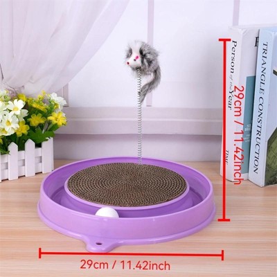 Multi-functional cat scratching board with ball track  with spring and ball, anti-scratch furniture artifacts must-have for cat-owning families Purple