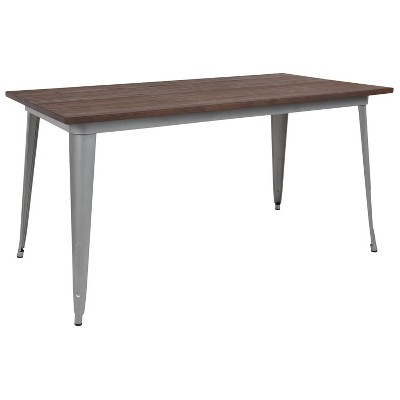 Merrick Lane Rectangular Steel Frame Square Table With Wood Top