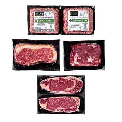ButcherBox - Sizzle and Sear Beef Box 100% Grass-fed Ground Beef, Sirloin Tips, Ribeyes, Thick Cut Ribeye - Frozen - 5.38 lbs
