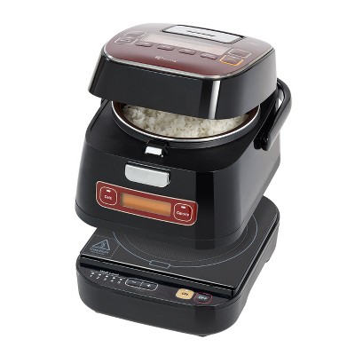 IRIS LIVING Rice Cooker and Induction Cooktop 2-in-1,3-Cup (Uncooked) / 6-Cup (Cooked) and Warmer, Black