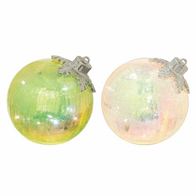Transpac Small Glass L U Ornament Set of 2 Multicolored Christmas Tree Decor Perfect for Holiday Gifts and Indoor Decoration