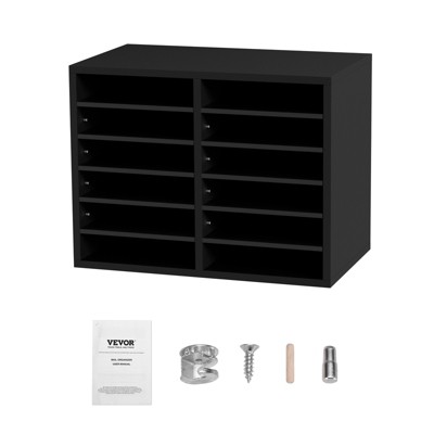 VEVOR Wood Literature Organizer, 12 Compartments, File Sorter with Removable Shelves, Mailboxes Slot for Office Home Classroom,EPA Certified