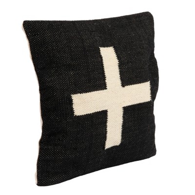 Storied Home Swiss Cross Cotton Wool Throw Pillow