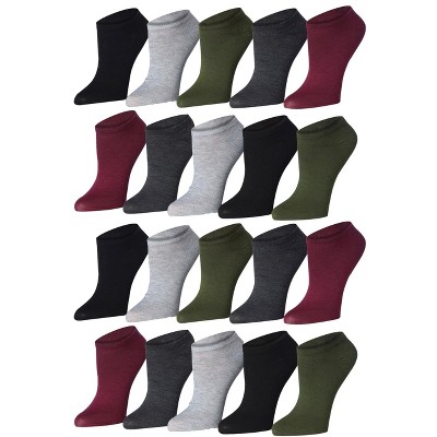Tipi Toe Women's 20 Pairs Sleek Maroon Color Patterned Low Cut/No Show Socks