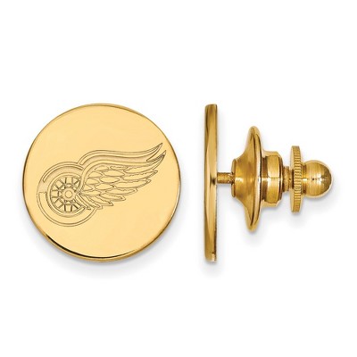 Black Bow Jewelry 14k Yellow Gold Plated Sterling Silver Detroit Red Wings NHL Pin