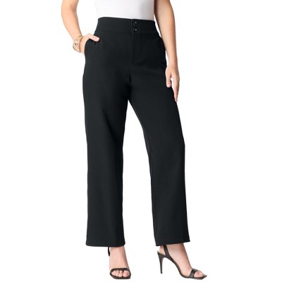 Roaman's Plus Size Bi-Stretch Wide Leg Pant
