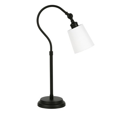 Hudson and Canal 25" Tall Arc Table Lamp with Fabric Shade
