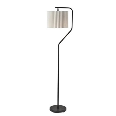 Adesso Evan Floor Lamp Black: Modern Metal Design, Linen Shade, 3-Way Switch, UL Listed, 60" Height