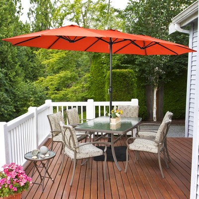 Costway 15 Ft Patio Double Sided Umbrella Outdoor Market Umbrella BeigeTanOrangeBurgundy