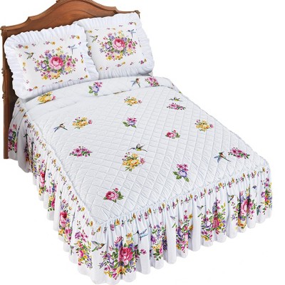 Collections Etc Hummingbird Ruffled  Bedspread