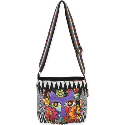 Laurel Burch Crossbody 13.5"X4"X10"-Blossoming Feline
