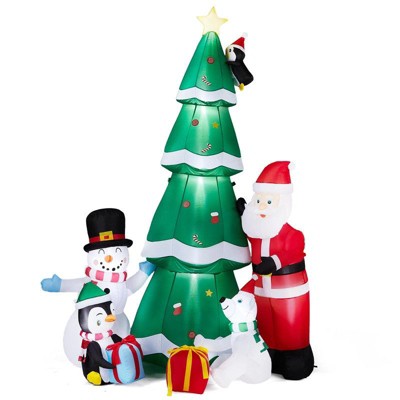 Karl Home 7.5FT Lighted Christmas Tree with Santa and Snowman Holiday Inflatable Decoration