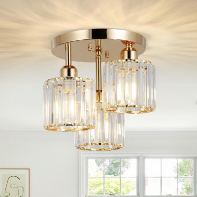 Semi Flush Mount Ceiling Light,3-Light Pendant Light,Chandelier With Clear Crystal Shades,Ceiling Lights Light Fixtures -The Pop Home