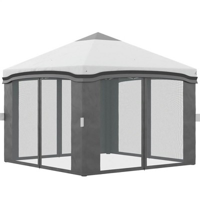 Resenkos Backyard Garden Canopy, Camping Canopy Screen Tent,10' x 10' Pop Up Canopy Tent with Netting, Instant Tents with Wheeled Carry Bag and 4 Sand