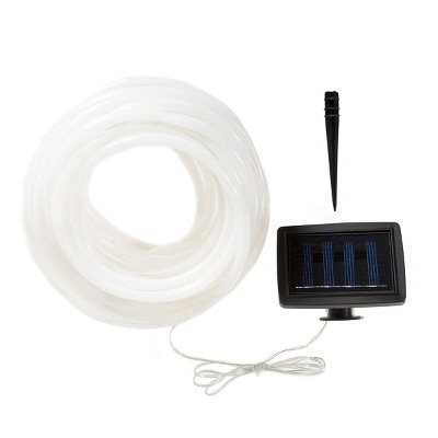 Solar-Powered LED Single Strand Rope Lights with White Bulbs, Steady and Flash Modes - Indoor and Outdoor Lighting by Nature Spring