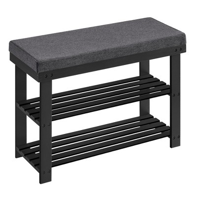 SONGMICS Bamboo Shoe Bench, 3-Tier Shoe Rack, Stable Shoe Organizer for Entryway Bench Seat Holds Up to 330 lb