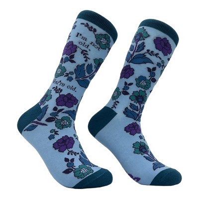 Crazy Dog Women's Im Not Old Youre Old Socks Funny Grown Up Floral Pattern Joke Footwear
