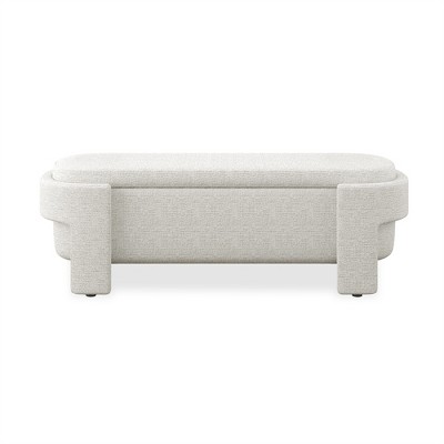 COWLOWN Linen Upholstered Storage Bench with Large Multi-Functional Ottoman with Hidden Storage for Living Room, Entryway & Bedroom
