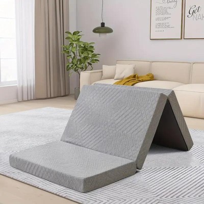 Dyonery 3/4-Inch Size Tri Folding Memory Foam Mattress Topper with Breathable & Washable Cover, Portable and Foldable Mattress for Floor