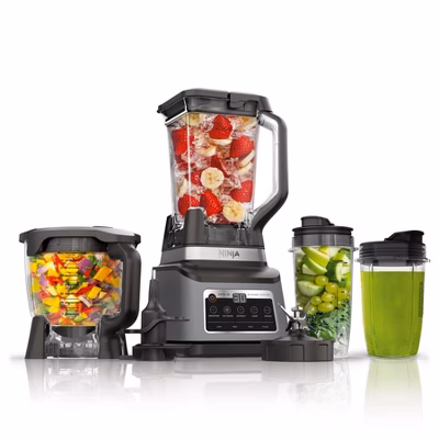 Ninja Professional Plus Kitchen Blender System and 8-Cup Food Processor with Auto-iQ Black BN803TGT: 72oz Smoothie Blender, 5 Speeds, Ice Crusher
