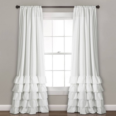 Set of 2 Allison Ruffle Rod Pocket Light Filtering Window Curtain Panels - Lush Décor