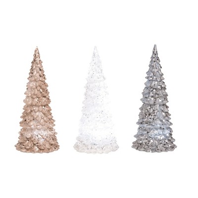 Transpac Medium Acrylic Light Up Christmas Tree Set of 3 Decorative Holiday Ornaments for Festive Home Decor