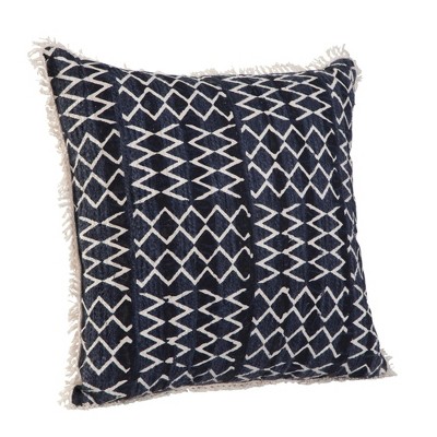 DSVIMOY Support Pillow Textured Fringed Throw Pillow with Geometric Design for Home Decor, Blue, 22"*22"*6"