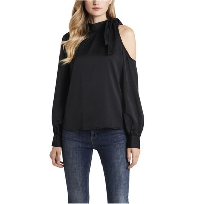 Vince Camuto Womens Solid Cold Shoulder Blouse