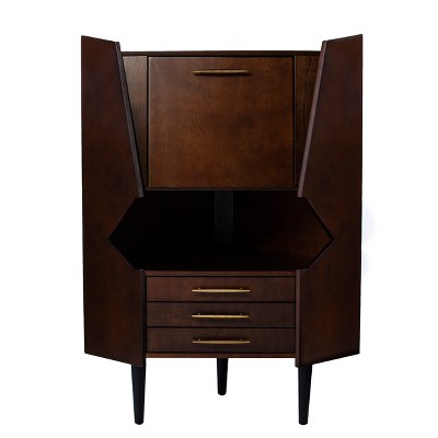 Larson Corner Bar Cabinet - Dark Brown - SEI