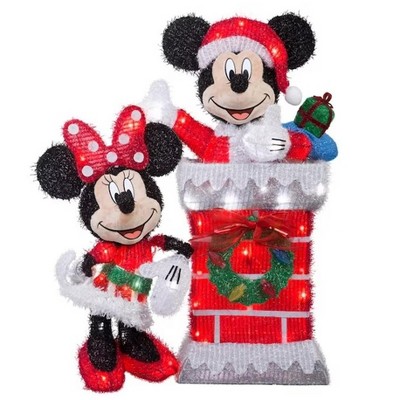 Gemmy Mickey and Minnie 3.87FT Lighted Tinsel Yard Sculpture with 90 LED Lights