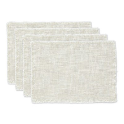 Design Imports Cream Sugar Basket Fringe Placemat Set/4