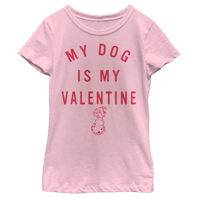 Girl's One Hundred and One Dalmatians My Dog is My Valentine T-Shirt