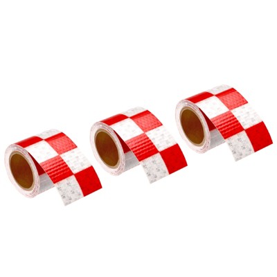 Unique Bargains Waterproof High-Visibility Warning Adhesive Reflective Tapes 10 Ft x 2 Inch 3 Rolls Red White