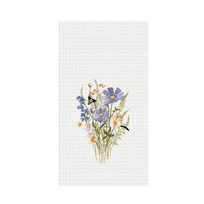 C&F Home Honey Bee and Blue Floral Flowers Spring Dishtowel Home Kitchen Drying Dish Towel All Seasons Summer Decor Decoration