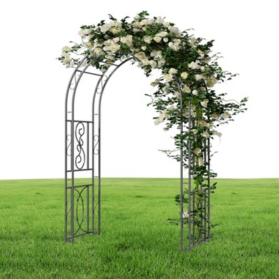 85 Inch Tall Heavy Duty Metal Outdoor Garden Arbor Trellis Rust-proof Climbing Plants Frame Stand for Wedding Ceremony Decor