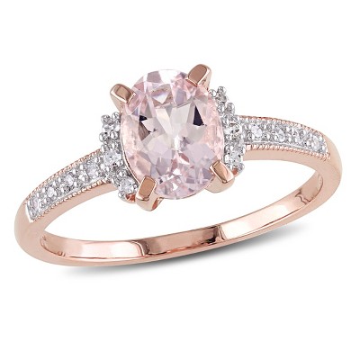 EVERLY JEWELRY | Rose Plated Sterling Silver 0.07 CT Diamond TW And 1 1/7 CT TGW  Fashion Ring