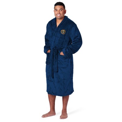 NBA Denver Nuggets Ribbed Robe: Midweight Polyester, Front Tie, Long Sleeve, Adult Sizing