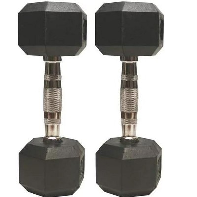 Amber Fight Gear Barbell Rubber encased Hex Dumbbell Weights with Metal Handles for Strength Training, Full Body Workout. Sold as a Pairs