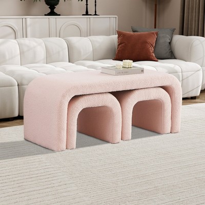 Hrinhom 43.5"W 3-Piece Modern Bedroom Ottoman Bench,Modern Nesting Bench Set