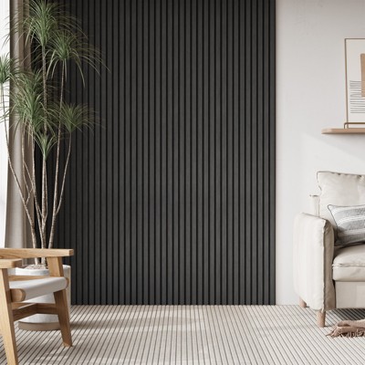 SMARTSTANDARD 94.09 in. x 7.87 in. x 0.9 in. Slat Wood Acoustic Sound Absorbing 3D Decorative Wall Paneling, 6-Pack