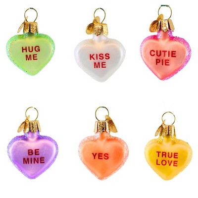 Old World Christmas 1.5 Inch Conversation Heart Set Valentine , Love Valentine's Day (6PC)