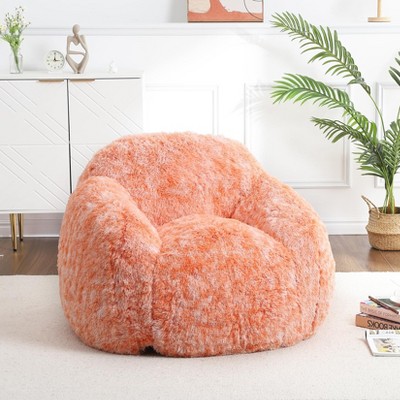 Jojoka Faux Fur Bean Bag Chair with Armrest, Comfy Floor Sofa for Adults, Plush Lazy Beanbag Couch for Living Room and Dorm