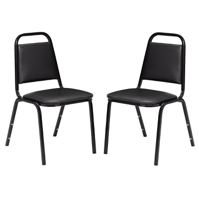 Set of 2 Vinyl Padded Stack Chairs with Seat and Frame Black - Hampden Furnishings: Easy-Clean, 300lb Capacity, No Assembly