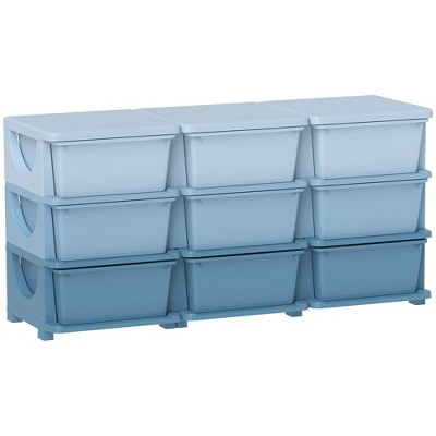 Qaba Kids Storage Unit Dresser Tower with Drawers Chest Toy Organizer for Bedroom Nursery Kindergarten Living Room for Boys Girls