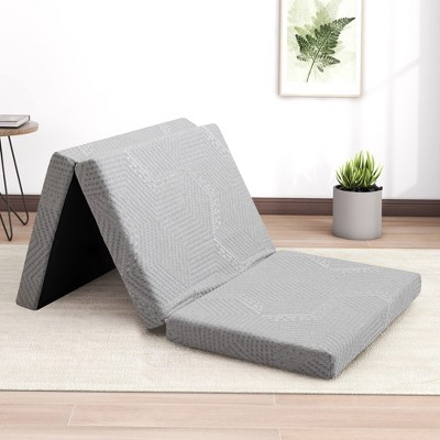 Dyonery 3/4-Inch Size Tri Folding Memory Foam Mattress Topper with Breathable & Washable Cover, Portable and Foldable Mattress for Floor
