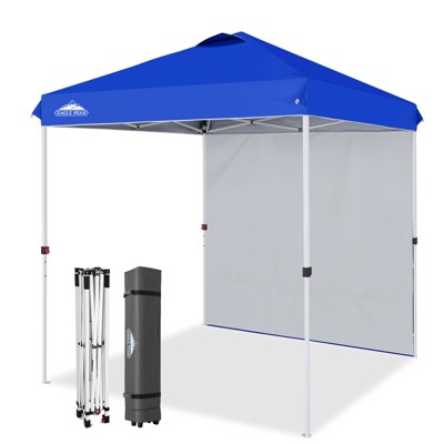 EAGLE PEAK 6.6x6.6 Pop Up Canopy Tent with One Sidewall, 8 Stakes and 4 Ropes
