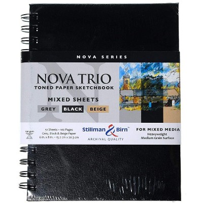Stillman & Birn Nova Trio Series - Wirebound Sketchbook - Portrait 6 x 8 - 150gsm Beige/Grey/Black Paper