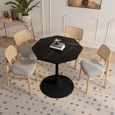 MAYEERTY Octagonal Metal Base Coffee Table with MDF Table Top for Dining Room Living Room Marble