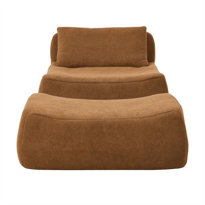 SEVOBAL Large Sofa Bean Bag Chair Large Indoor Beanbag Sofa Lazy Beanbag with waist pillow Ottoman for Bedroom Living Room, Orange, 28.3"*9.5"*9.5"